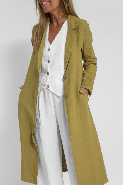 Claire | Manteau blazer léger à poches en lin