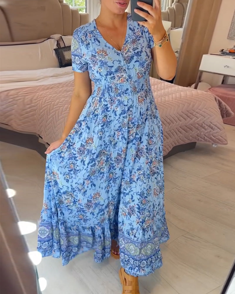 Mary | Robe à imprimé floral avec décolleté en V (VENTE DE PRINTEMPS)