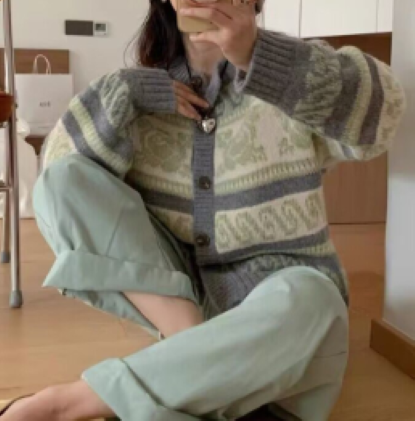 Myrie | Cardigan en Tricot Douillet à Motifs – Taille Unique