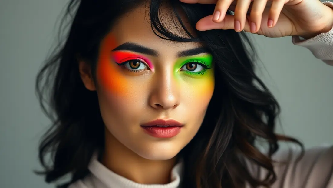Femme testant les couleurs sur son visage