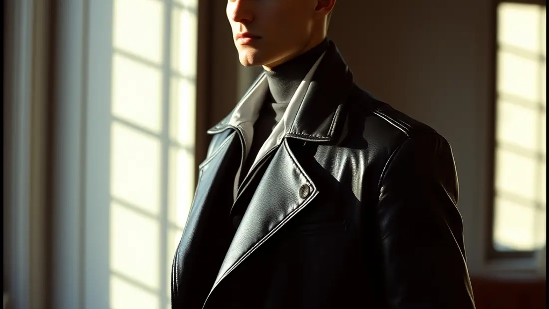 Veste en cuir noir sur un mannequin