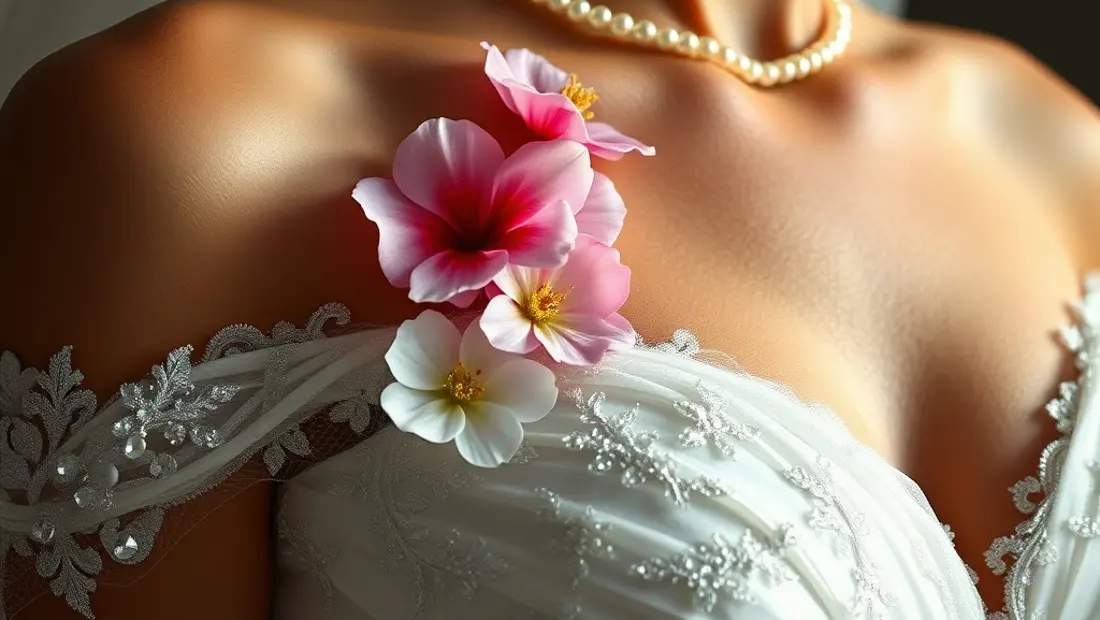 Détails de la robe de mariée.