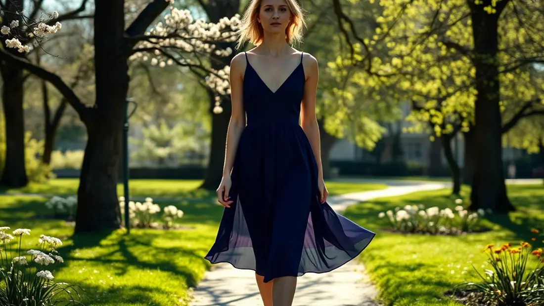 Robe de plage dans un parc fleuri