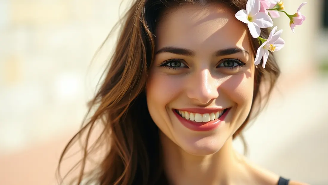 Femme heureuse en extérieur